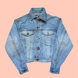 Vintage 90s Buffalo Cropped Faded Denim Jacket Small